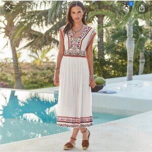 Sundance white midi dress with colorful embroidery